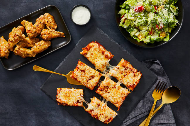 Garlic-Parm Chicken Wings & Cheese Pizza