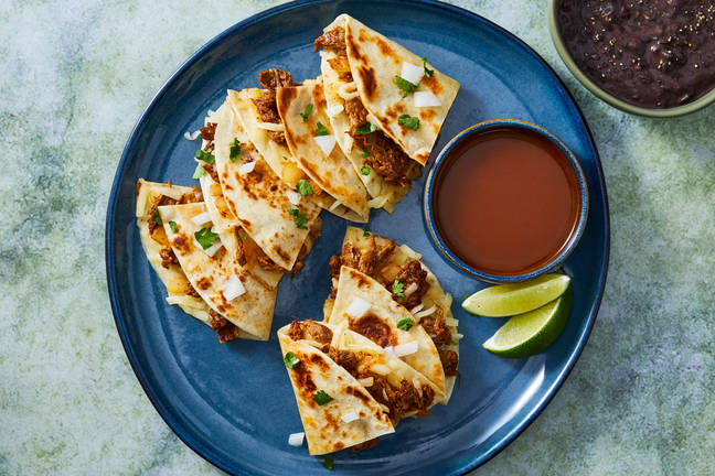 Pulled Mushroom Birria-Style Quesadillas