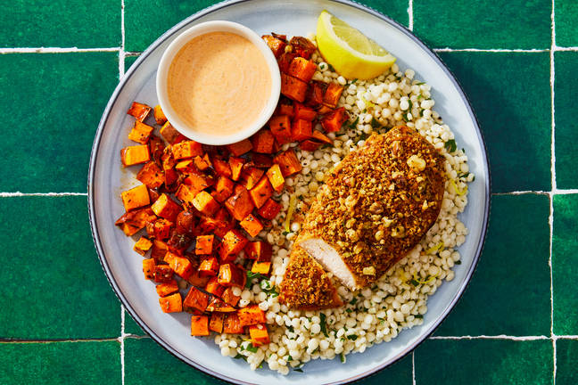 Walnut-Crusted Chicken & Zesty Couscous