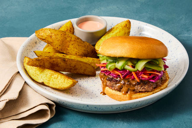 Peanut Satay Burgers with Curried Potato Wedges
