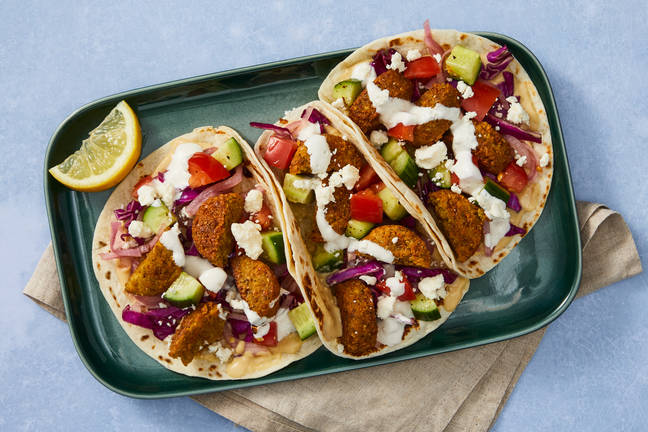 Crispy Falafel Tacos with Creamy Garlic Sauce