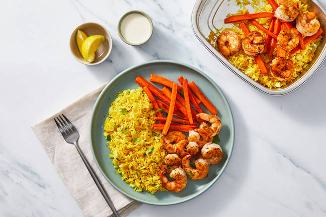 Prep & Bake Spiced Shrimp with Turmeric Rice
