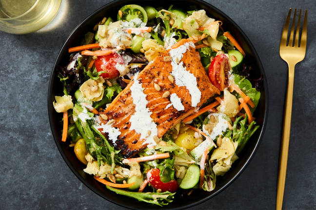 Seared Steelhead Trout over Garden Salad