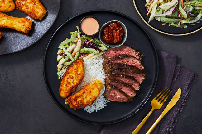 Rib-Eye Bistec Encebollado & Crispy Sorullos