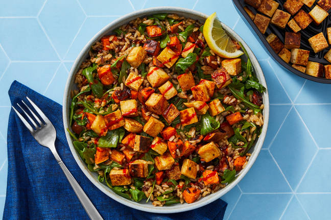 Air Fryer Maple-Sriracha Tofu & Grain Bowls