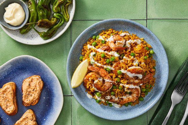 Spanish Rice with Shrimp & Romesco