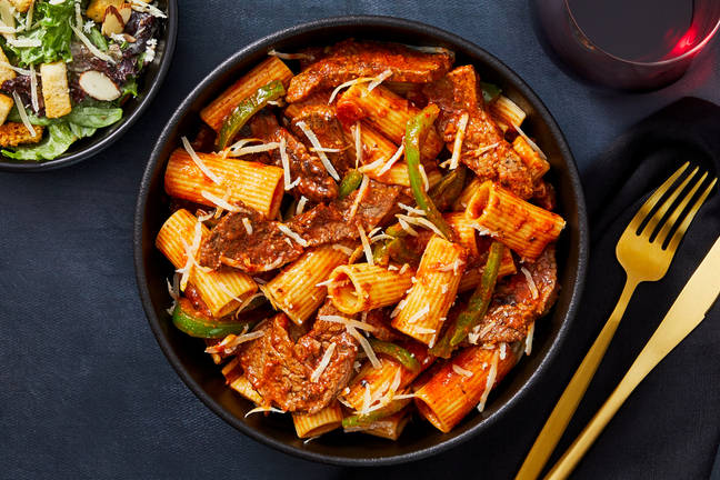 Creamy Romesco Rigatoni with Flank Steak