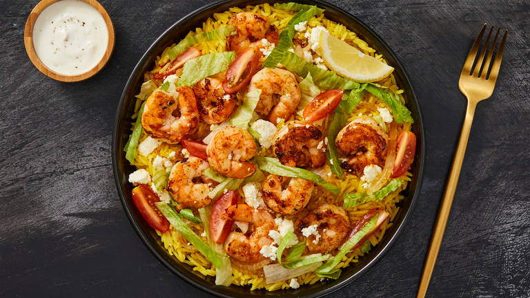 XL Shawarma-Spiced Shrimp & Turmeric Rice Bake