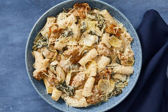 Low-Lift Spinach Artichoke Dip Pasta