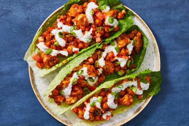 Curried Chicken & Chickpea Lettuce Wraps