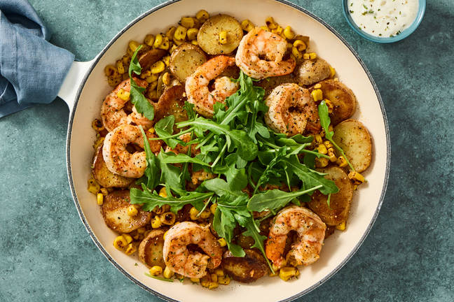 Low-Lift Old Bay Shrimp & Corn Skillet