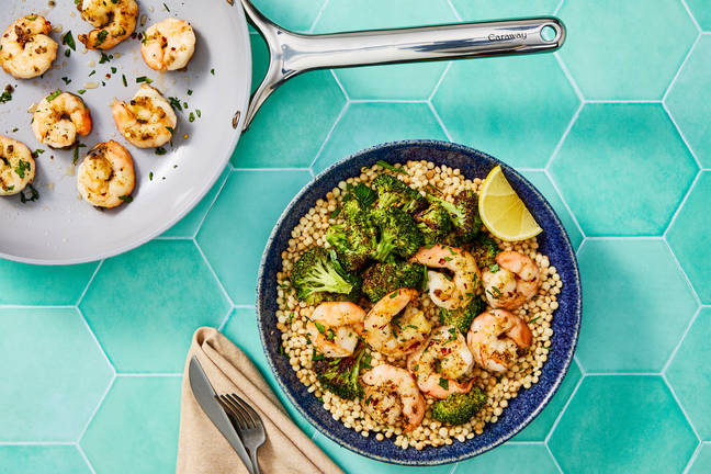 Garlicky Shrimp Couscous Bowls