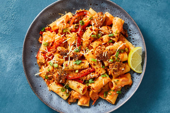 Chicken Sausage Rigatoni in Cream Sauce