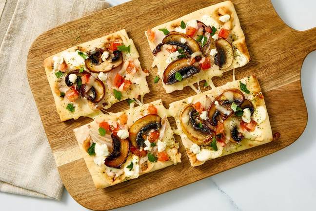 Mushroom, Tomato & Goat Cheese Flatbreads