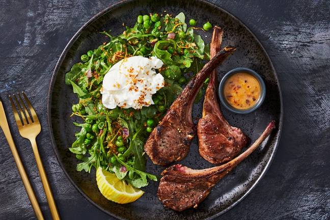 Lamb Chops with Burrata & Arugula Salad