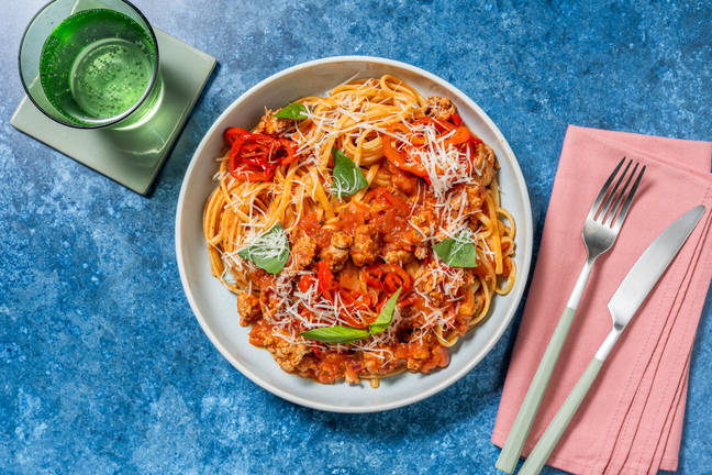 Saucisse de porc & linguine à la harissa