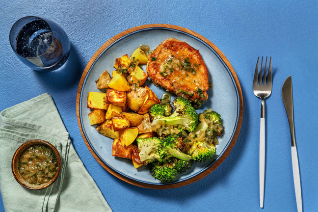 Escalope de jambon BBQ & légumes rôtis  