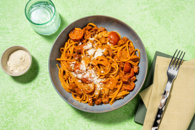 Chorizo and Cherry Tomato Linguine