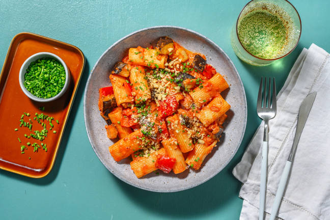 Rústica vegetariana: pasta con verduras asadas