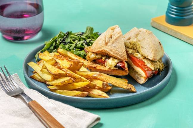 Mozzarella, Roasted Pepper and Pesto Panini