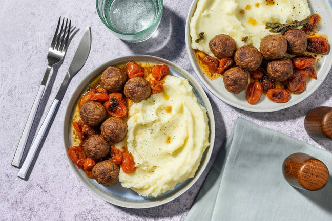 Polpette di pollo e purè goloso al formaggio