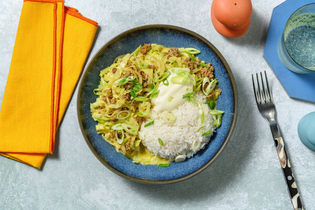 Goldene Currypfanne mit Hack vom Weiderind