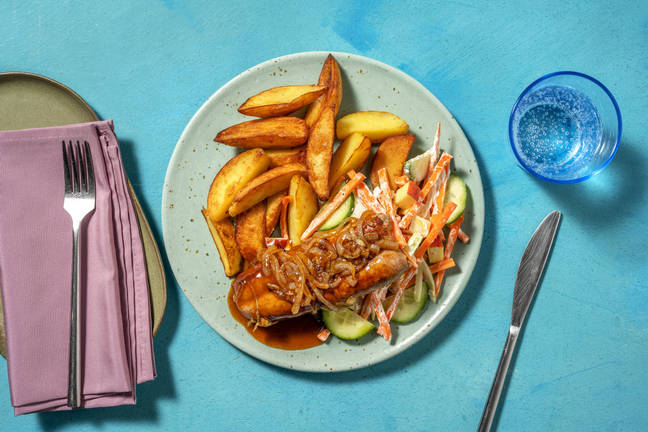 Saucisse de porc en sauce au curry