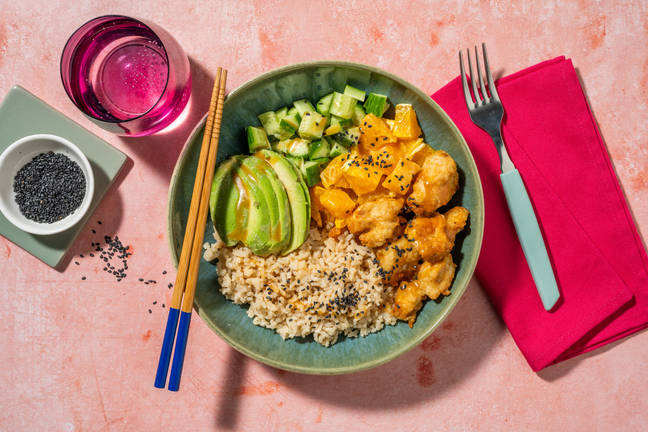 Pokébowl met gefrituurde kip