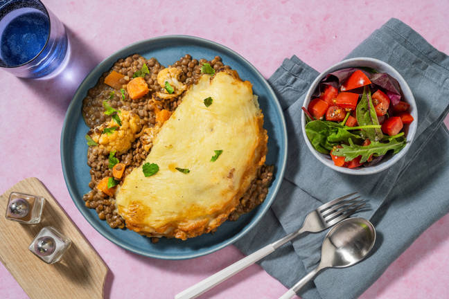 Potato-Topped Lentil & Cauli Curry Pie