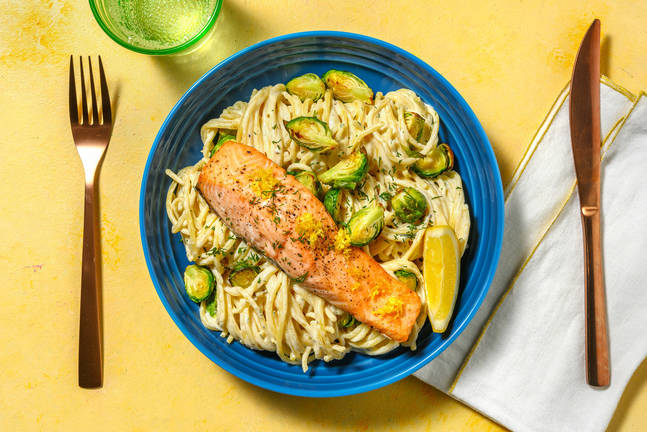 Zesty Salmon and Creamy Fresh Linguine
