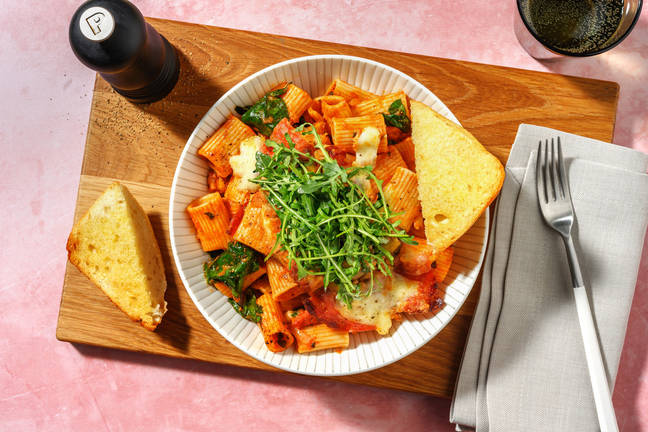 Pizza Inspired Chorizo Pasta Bake