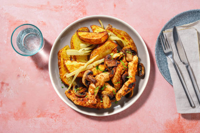 Scaloppine di lonza ai funghi champignon