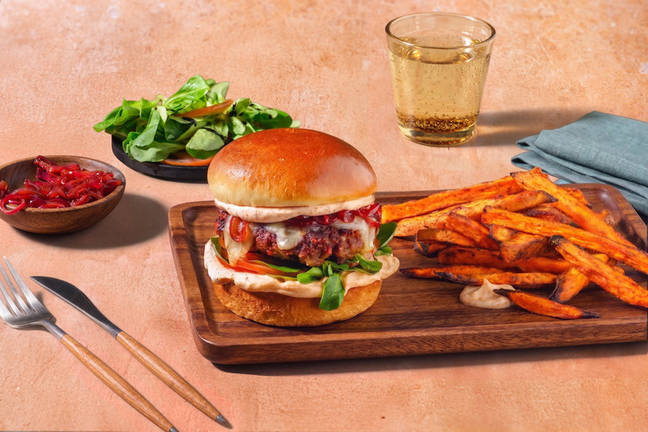 Cheesy Chorizo and Beef Burger