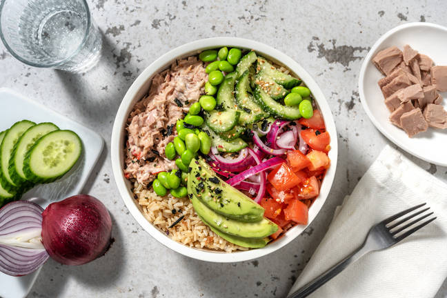 Bowl au thon, fèves de soja & avocat