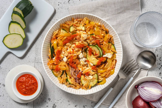 Orzo met gebakken witte kaas