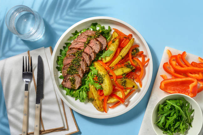 Bavette à l'italienne & sauce basilic