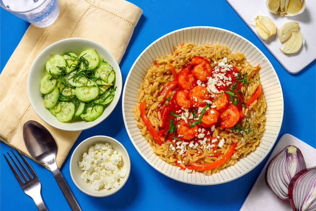 Crevettes au fromage à la grecque & orzo
