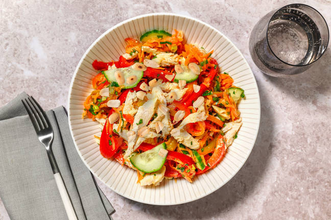 Salade asiatique froide au poulet effiloché