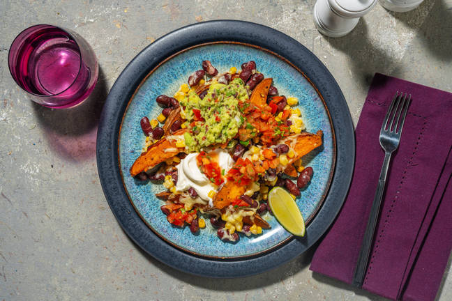 Cheesy Tex-Mex loaded zoete-aardappelpartjes met guacamole