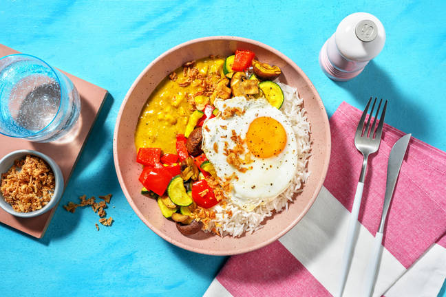 Légumes rôtis et œuf au plat