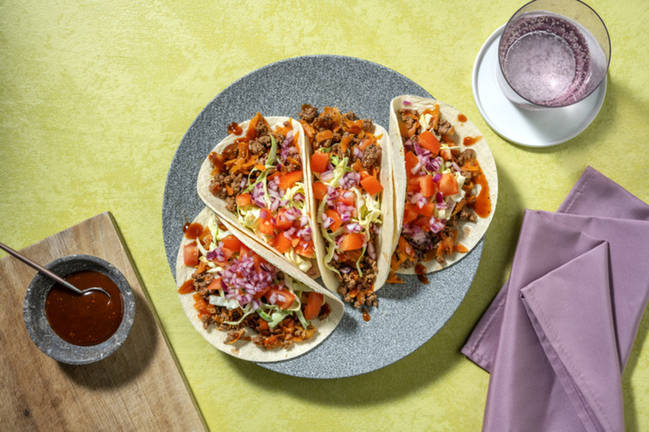 Koreansk BBQ-blandfärstacos