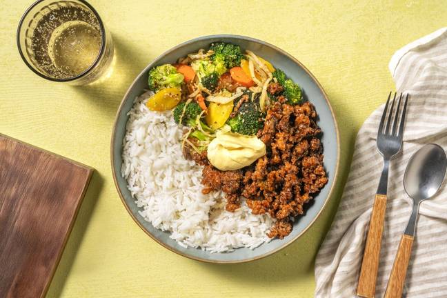 Teriyakibowl på fläskfärs