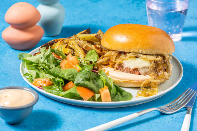 Loaded Cheesy Veggie Burger and Fries