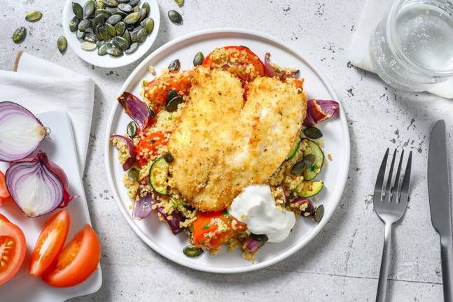 Medelhavsinspirerad spröd vit fisk
