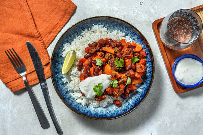 Snabb nötfärschili och ris