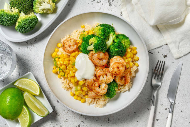 Mexican Bowl mit Knoblauch-Garnelen