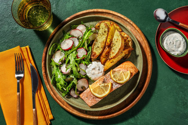 Citrusbakad lax och rostade rotfrukter