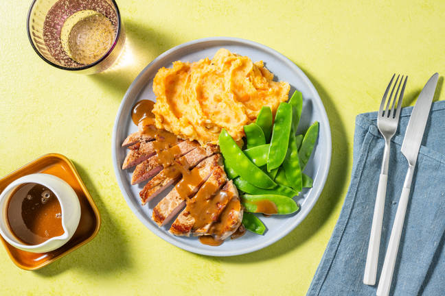 Escalope de jambon et pois mange-tout