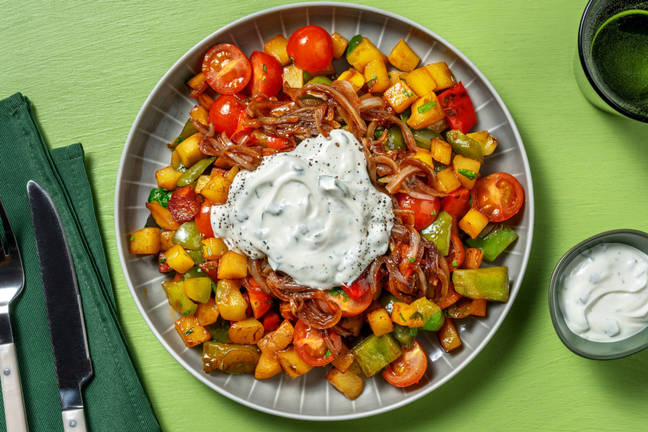 Loaded Potatoes with Greek-Style Cheese Sauce & Olives