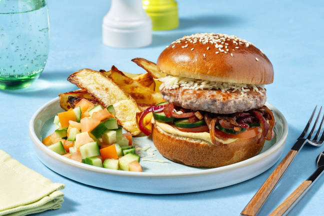 Chicken Cheeseburger with Caramelised Onion